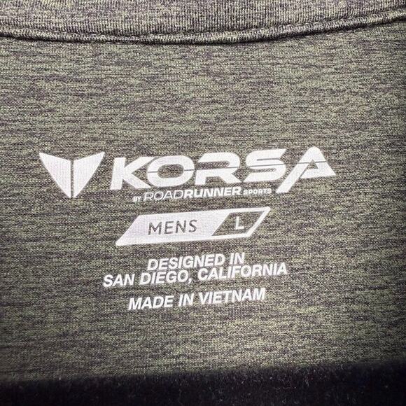 Korsa Roadrunner Sports Quarter Zip Mens Large Green Gray Running Long Sleeve - Picture 4 of 7